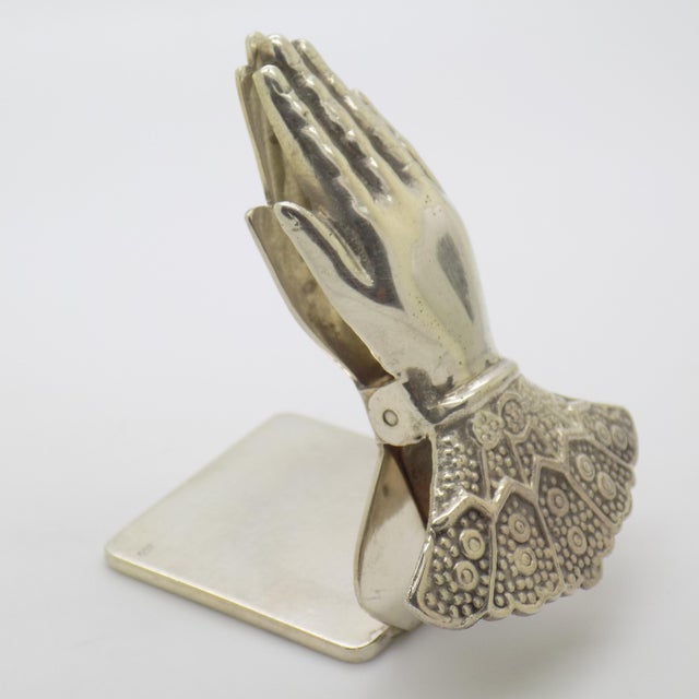 Vintage Italian Handmade Florentine Silver 800 Hand-Shaped Memo Holder Desk Clip, 1970s For Sale - Image 3 of 15