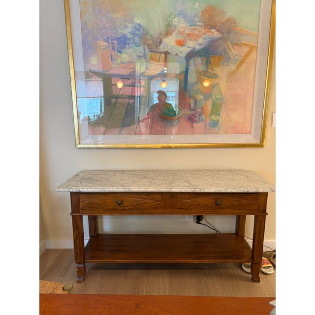 Ethan Allen Vintage Marble Topped Wood Console/Buffet For Sale - Image 4 of 4