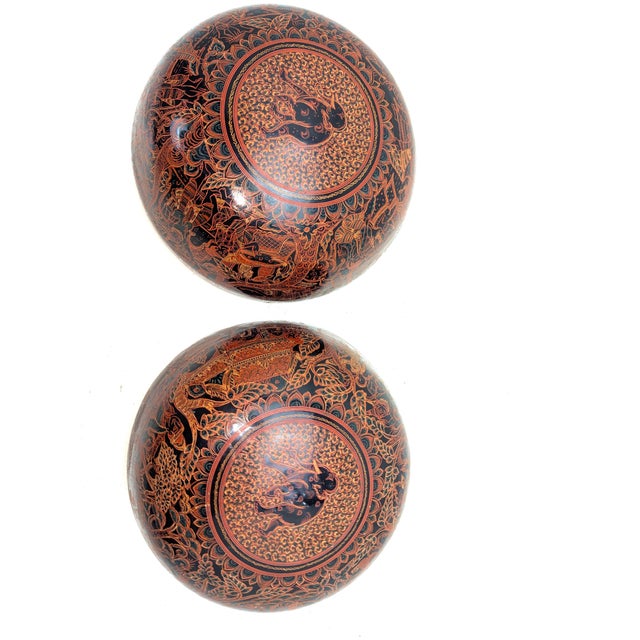 Large Vintage Burmese Lacquer Ball Box, 1960 For Sale - Image 6 of 13