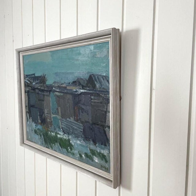 1977 Mid Century Danish Abstract Oil Painting "Plankeverk I Sydhavnen" by Max Mogens Hansen For Sale - Image 13 of 13
