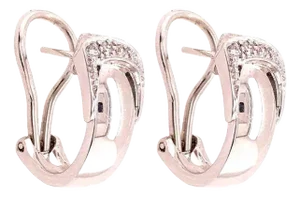 18 Karat White Gold French Lever Back Earrings With Diamonds