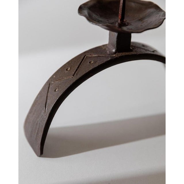 Black Mid-Century Sculptural Hand-Forged Iron Candleholder, 1960s For Sale - Image 8 of 12