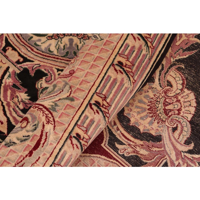 Textile Art Nouveau Medallion 1990's Pak-Persian Black/Pink Wool Rug - 6'2'' X 9'0'' For Sale - Image 7 of 9
