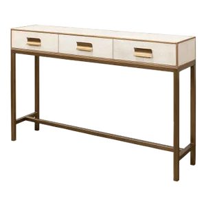 Modern Osprey White Leather Wrapped Console