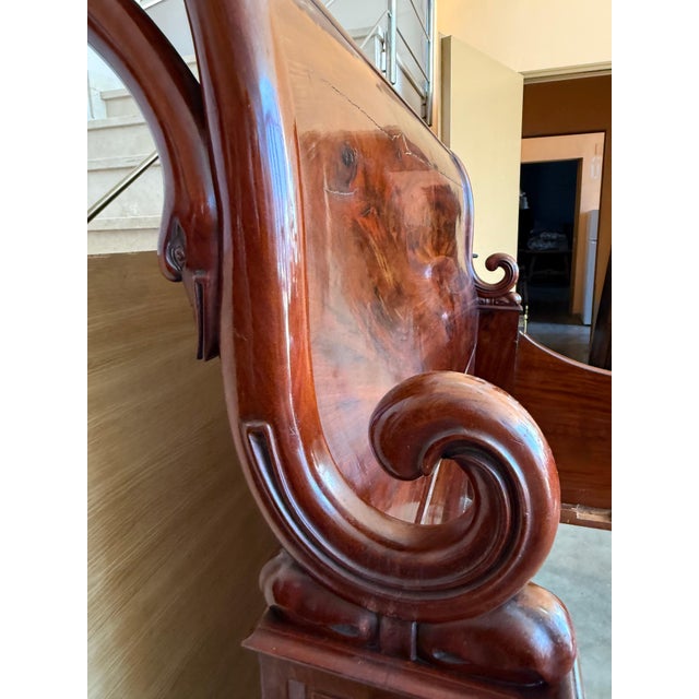 19th Century Italian Carved Inlaid Mahogany Burl Full Bed For Sale - Image 13 of 18