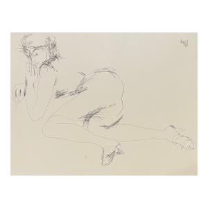1967 Anton Watzl Female Figure Drawing