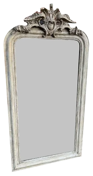Large Antique French Carved Wood and Gesso Arche Mirror