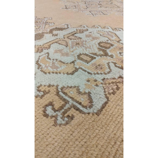 Antique Oushak Carpet, Oriental Rug, Handmade Taupe, Ice Blue and Brown For Sale - Image 17 of 18
