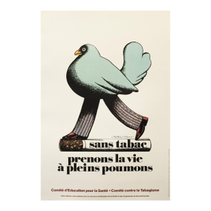 1976 Original French Poster Against Smoking - "Prenons La Vie À Pleins Poumons"