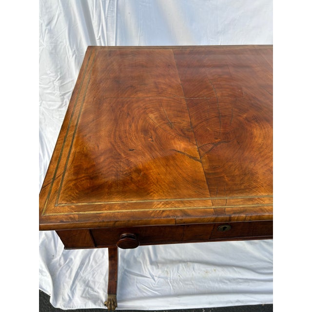 Early 19th Century Title Early 19th Century English Regency Mahogany Writing / Sofa Table With Brass Paw Feet For Sale - Image 5 of 9