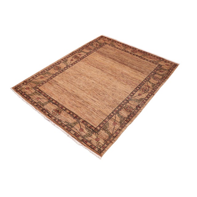 Shabby Chic Shabby Chic Gabbeh Beige/Rust Wool Rug - 6'3'' X 7'9'' For Sale - Image 3 of 10