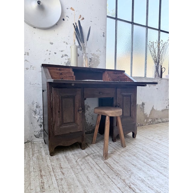 Folk Art Oak Secretary Desk, 19th Century For Sale - Image 6 of 18