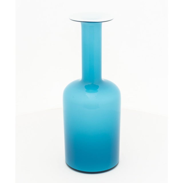 Two Kastrup Holmegaard Turquoise Blue Cased Glass Vases, one Otto Brauer (Danish, 1911-1984) "Gulvvase" with paper label...