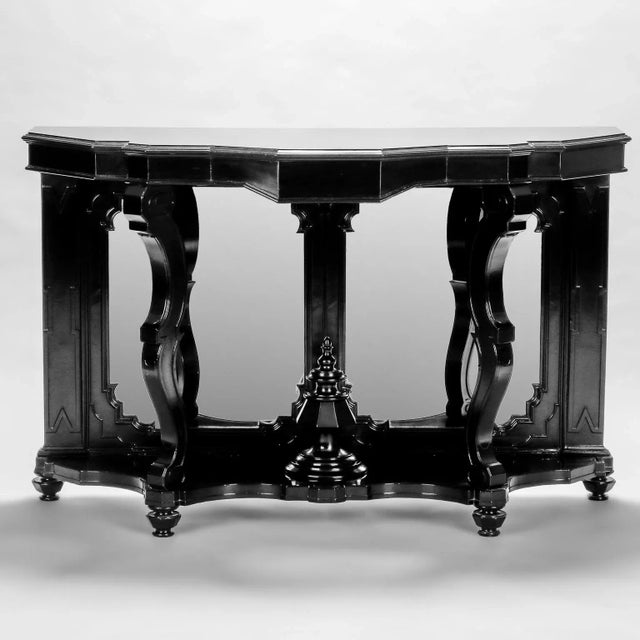 Italian Ebonised Mahogany Console with Mirrored Back For Sale - Image 10 of 10