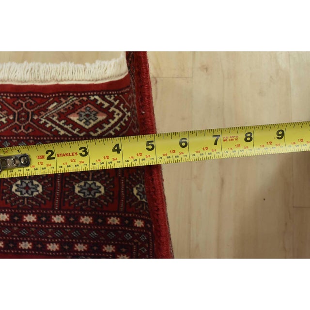 Bokhara Rug 6’3” X 9’4” Red Wool Tribal Hand-Knotted Oriental Carpet For Sale - Image 10 of 12