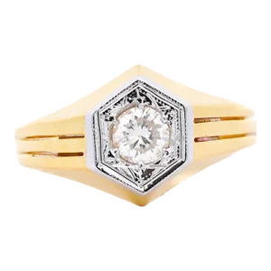 1/2 Carat Round Diamond Solitaire Unisex Ring in 14k Yellow Gold Size 9.5