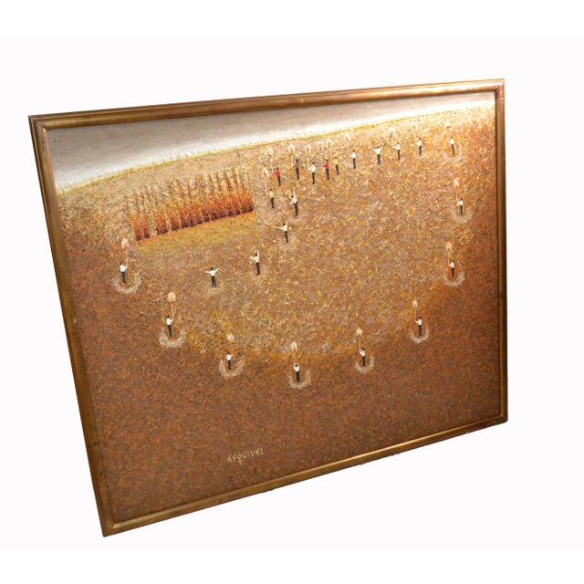 Framed Eduardo Esquivel Solario (Solarium) Acrylic Paint Wall Art 2005. Signed on Reverse and at the front by Artist.