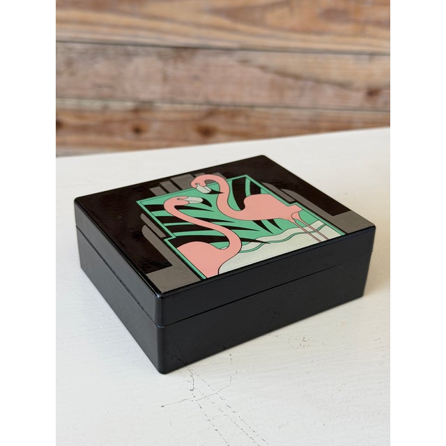 Mid 20th Century 1985 Vando Flamingo Art Deco Style Box With Original Soap by Pelzman Designs For Sale - Image 5 of 10
