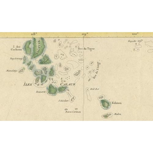 Gold Antique Map of Flores, Timor and the Sunda Islands, France, 1790s For Sale - Image 8 of 12