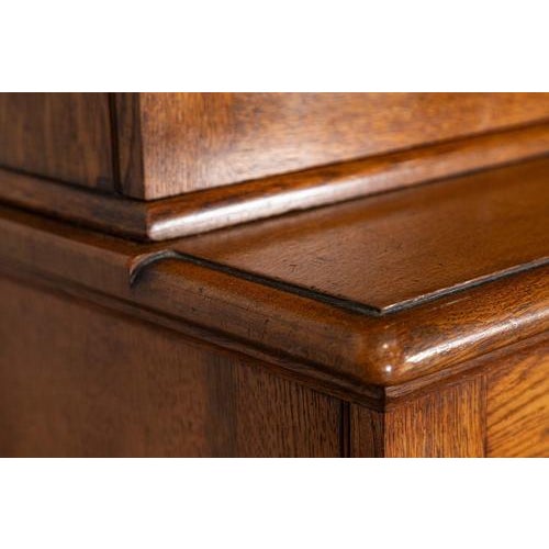 Large Antique English Oak Glazed Bookcase Cabinet, 1880 For Sale - Image 11 of 18