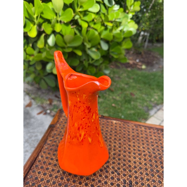 1984 Atomic Orange Art Pottery Ewer by Cherokee Pottery For Sale - Image 9 of 10