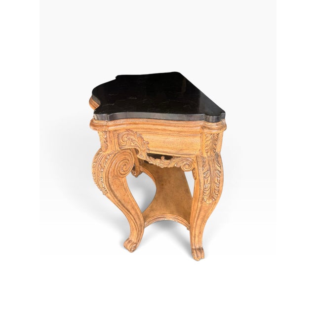 Brown Vintage French Provincial Rococo Style Console Table With Tessellated Stone Top For Sale - Image 8 of 13
