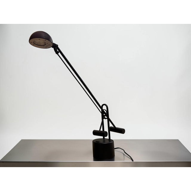 Metal Vintage Black Counterbalance Adjustable Halogen Desk Lamp – Postmodern Industrial For Sale - Image 7 of 12