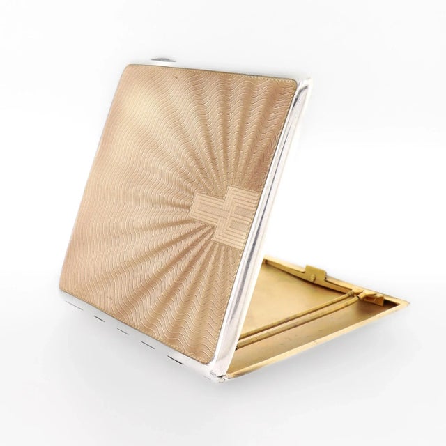 Art Deco Art Deco English Sterling Silver & Guilloche Enamel Cigarette Case, 1936 For Sale - Image 3 of 17