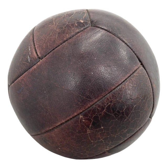 Vintage Mahogany Leather Medicine Ball, 1930s For Sale