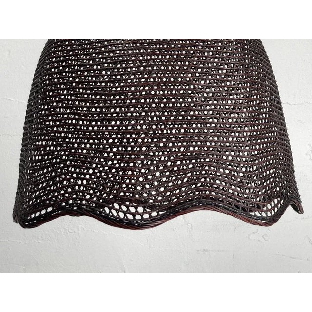 Mid-Century Modern Rattan & Wicker Webbing Beehive Hanging Lamp, 1930s For Sale - Image 3 of 12