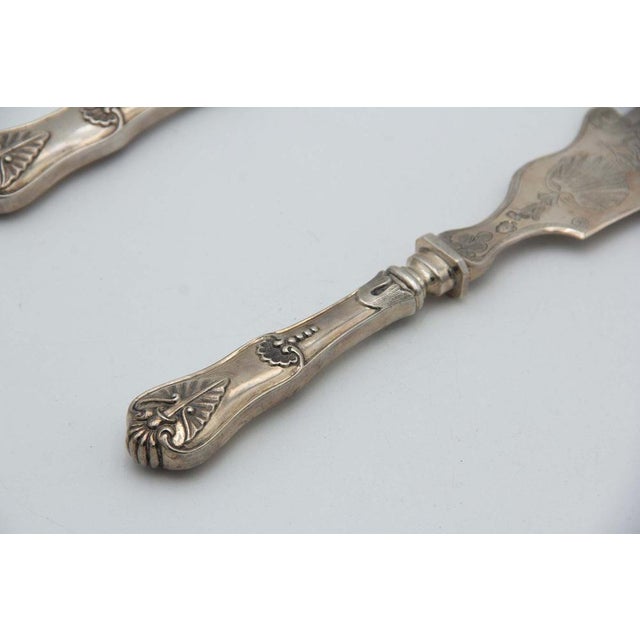 Fish Knife and Fork with Engravings and Cutouts For Sale - Image 3 of 5