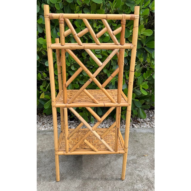 Late 20th Century Vintage Fretwork Bamboo & Rattan Étagère For Sale - Image 5 of 12