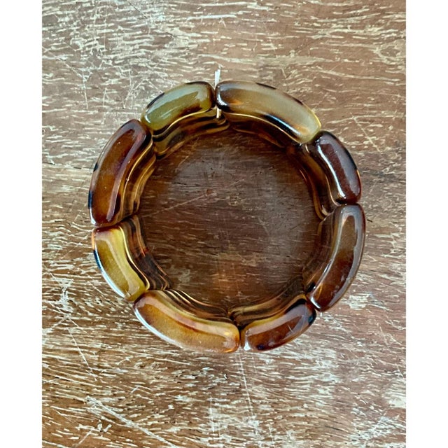 Auburn Vintage Faux Tortoise Bakelite Stretch Bracelet For Sale - Image 8 of 12