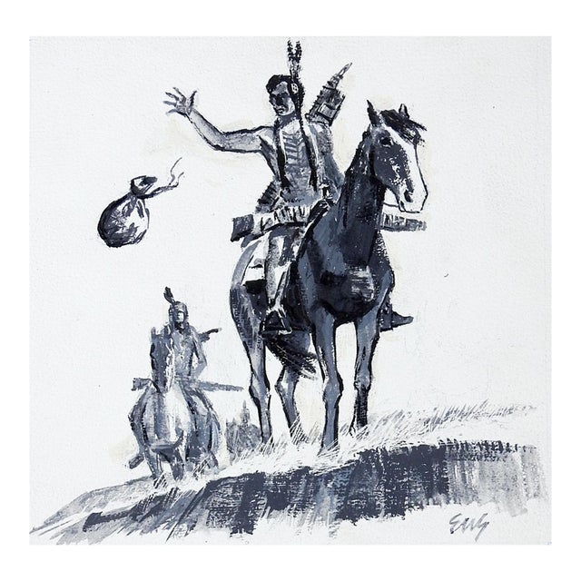 Mid 20th Century Eugene Shortridge Native American & Horse Drawing For Sale