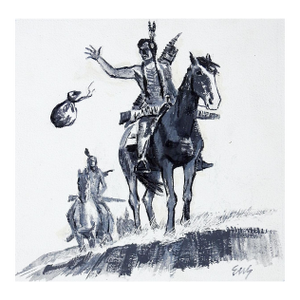 Mid 20th Century Eugene Shortridge Native American & Horse Drawing