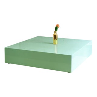 Mint Green Lacquered Coffee Table, 1980s For Sale
