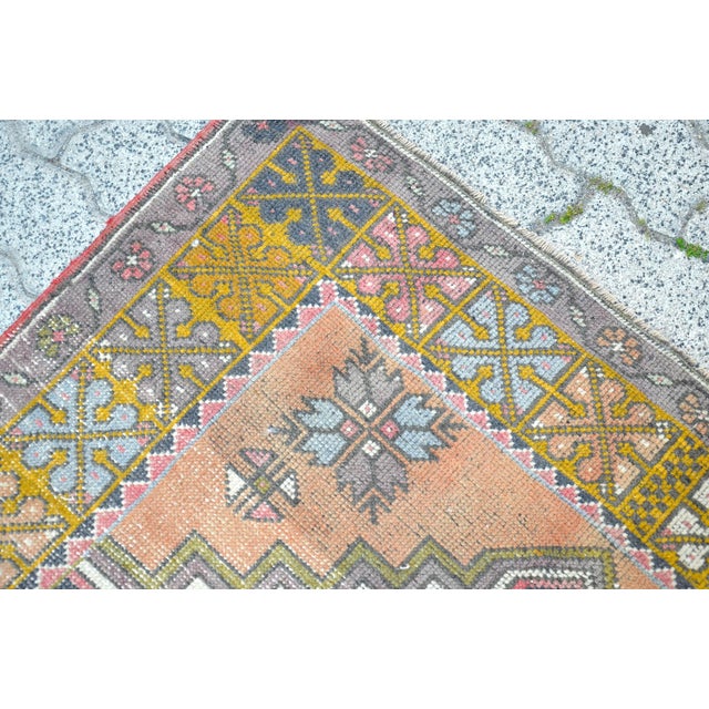 Pink Vintage Pastel Wool Area Rug For Sale - Image 8 of 11