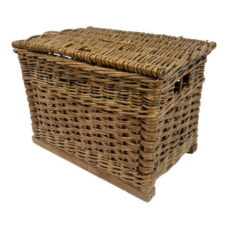 Vintage British Wicker Fishing Basket For Sale