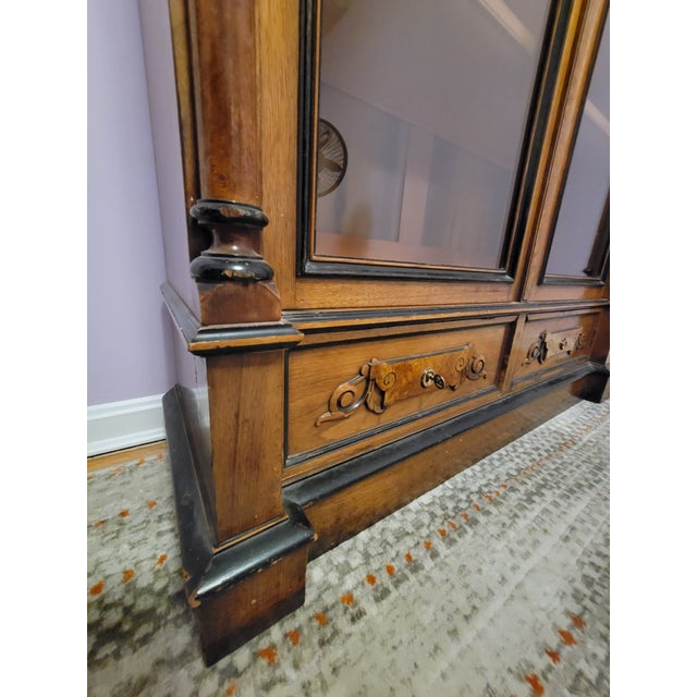 1880s Victorian Renaissance Revival Walnut and Burl Bookcase by Robert Renwick & Sons of Baltimore For Sale - Image 14 of 18