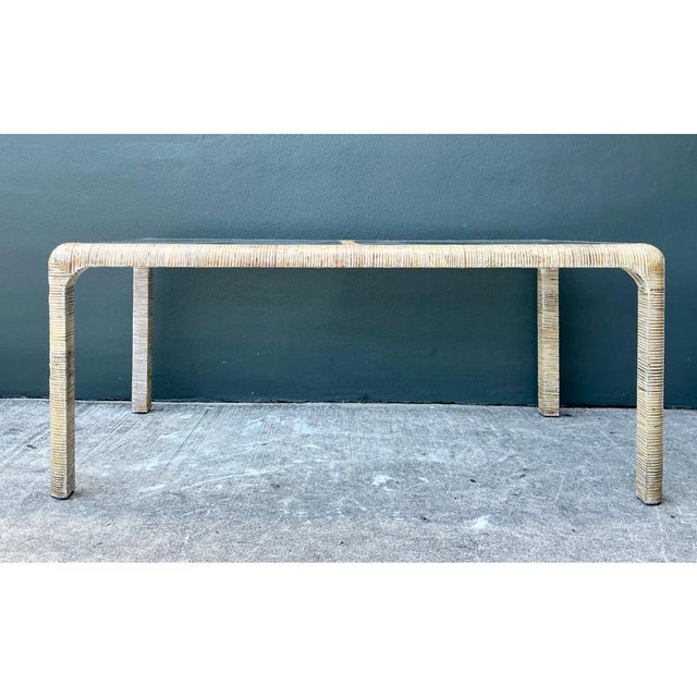 Mid-Century Modern Vintage Rattan and Glass Dining Table For Sale - Image 3 of 12