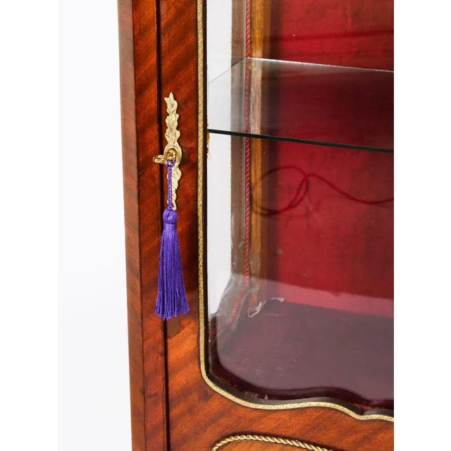 Copper Antique French Ormolu Mounted Walnut Display Cabinet, 1920 For Sale - Image 8 of 18