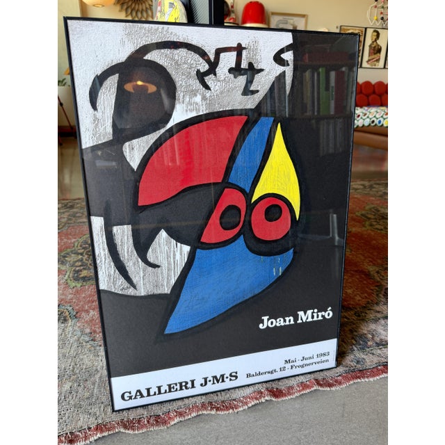 This vintage 1983 offset lithograph exhibition poster features the work of Spanish surrealist master Joan Miró...