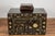 Brown Old Chinese Lacquered Fabric over Wood Box with Calligraphy and Iron Braces For Sale - Image 8 of 12