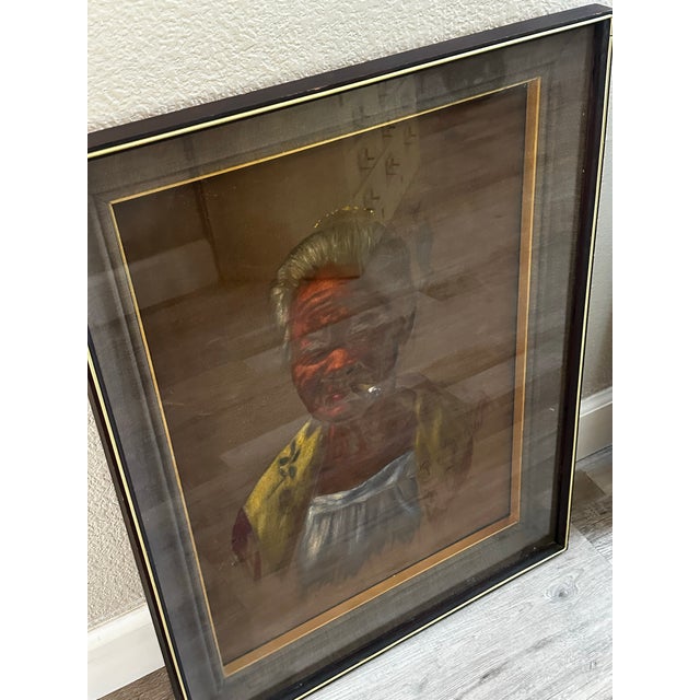 1961 Mid-Century Companion Portraits, Signed and Framed — Pair For Sale - Image 4 of 12