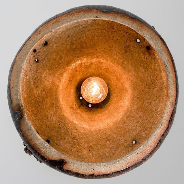 Black and Brown Ceramic Pendant Light, Denmark, 1970s For Sale - Image 6 of 15
