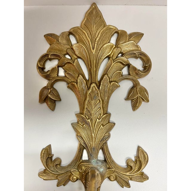 Mid 20th Century Vintage Mid Century Decorative Brass Sconces Pair of 2 For Sale - Image 5 of 9