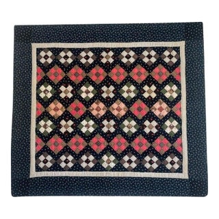 19th C Postage Stamp Crib Quilt- Mounted For Sale