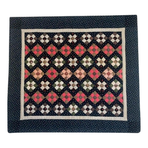 19th C Postage Stamp Crib Quilt- Mounted
