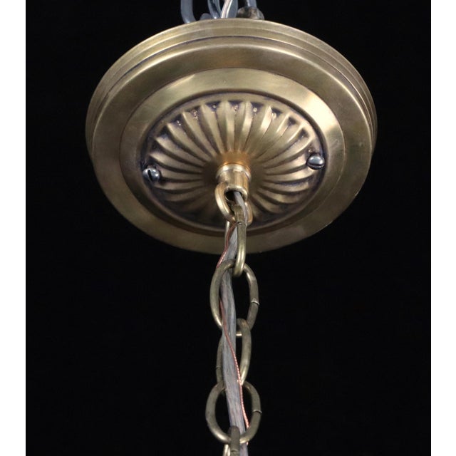 Mid 20th Century Art Nouveau Swirl Opal Glass Hanging Pendant Light For Sale - Image 10 of 10