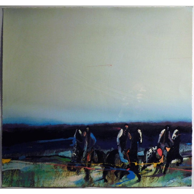 1980s Earl Biss "War Shields at Dawn I & Ii" Serigraph Paper Hand Signed 47/175 For Sale - Image 5 of 9